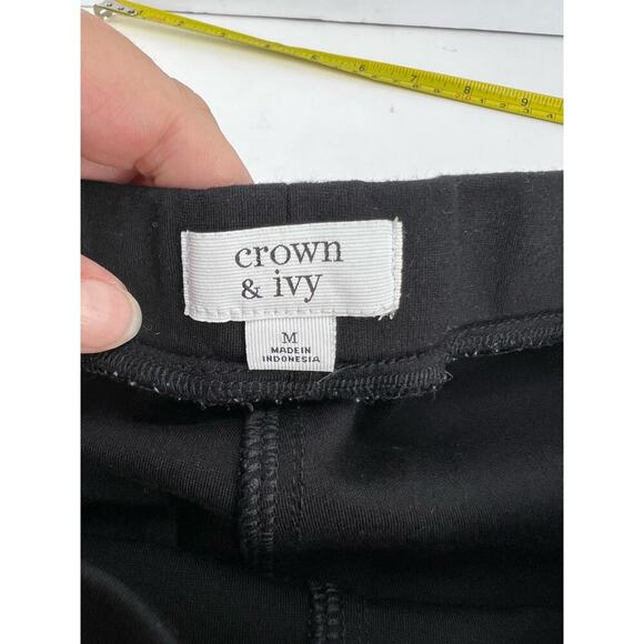 Crown & Ivy True Black Essentials Seamed Pull On Leggings/Stretch Career Pants M - Picture 8 of 10